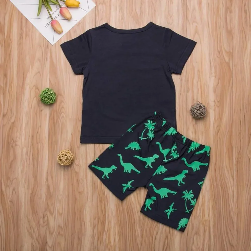 NEW Boy's Navy Dino Shorts Outfit - Picture 3 of 4